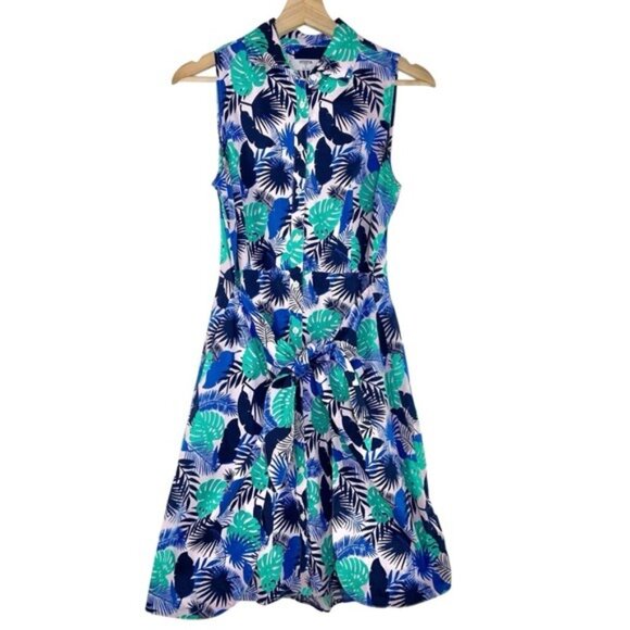 Untuckit Floral Palm Print Button Front Wrap Kenzie Dress - Picture 2 of 7